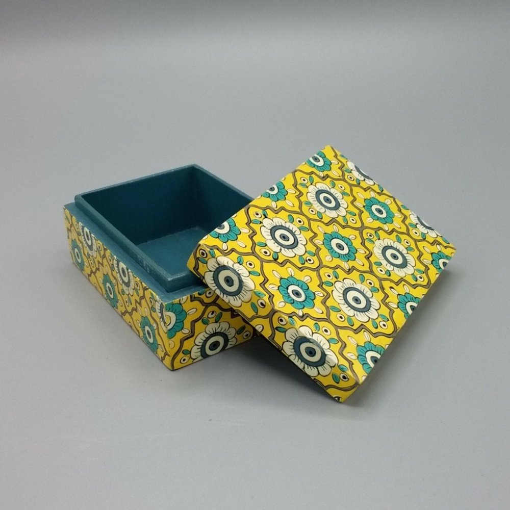 Wooden trinket box - yellow