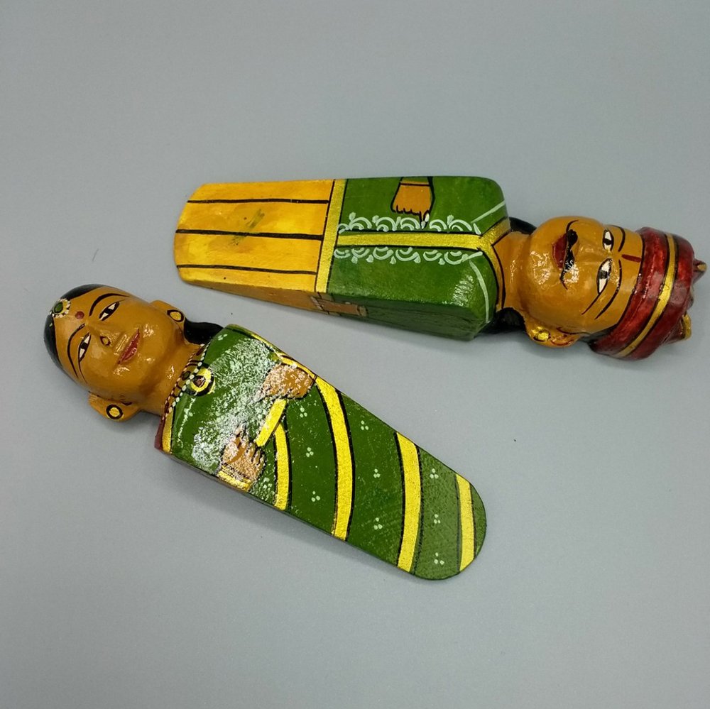 Green hand painted doorstops
