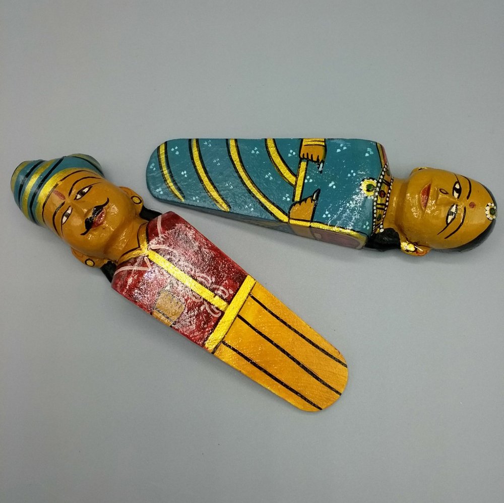 Blue / red hand painted doorstops