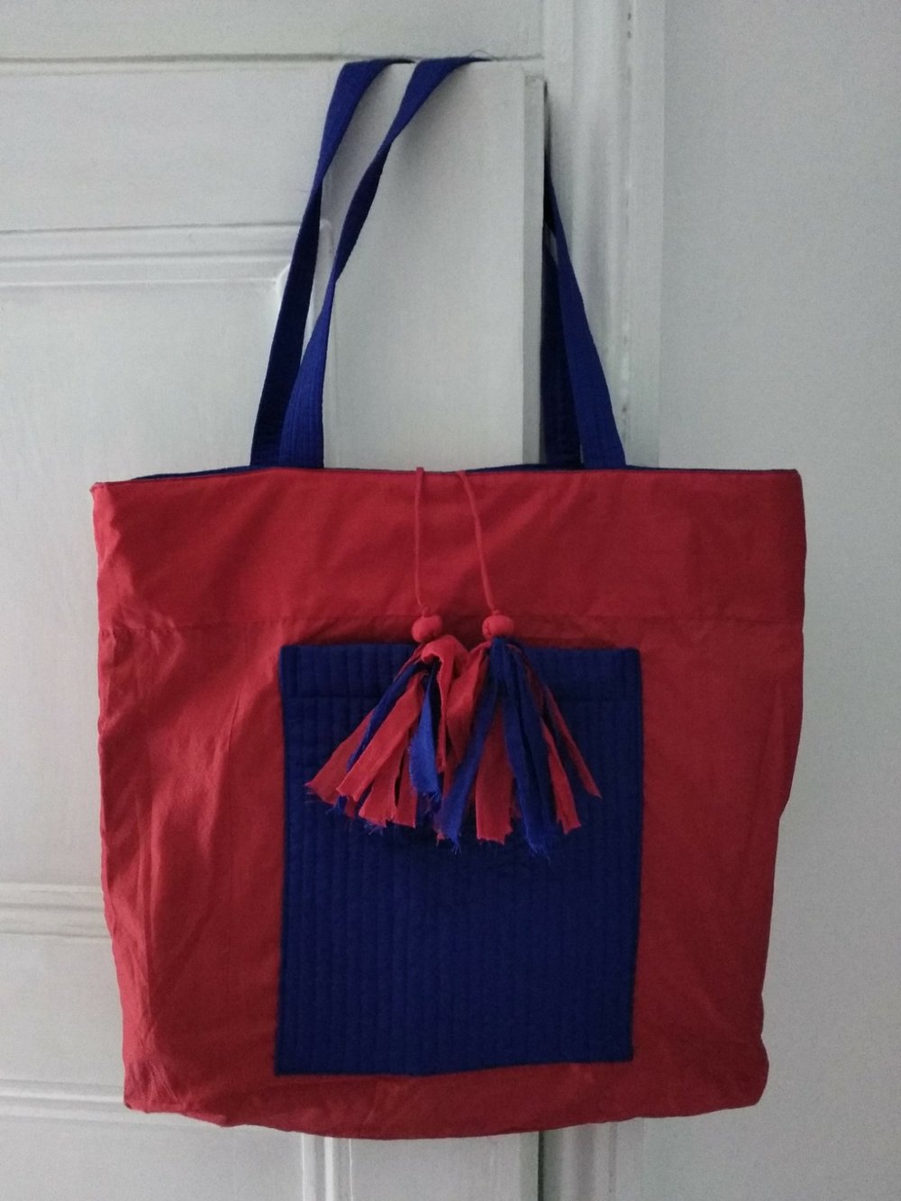 Polysilk shopper - royal blue / red