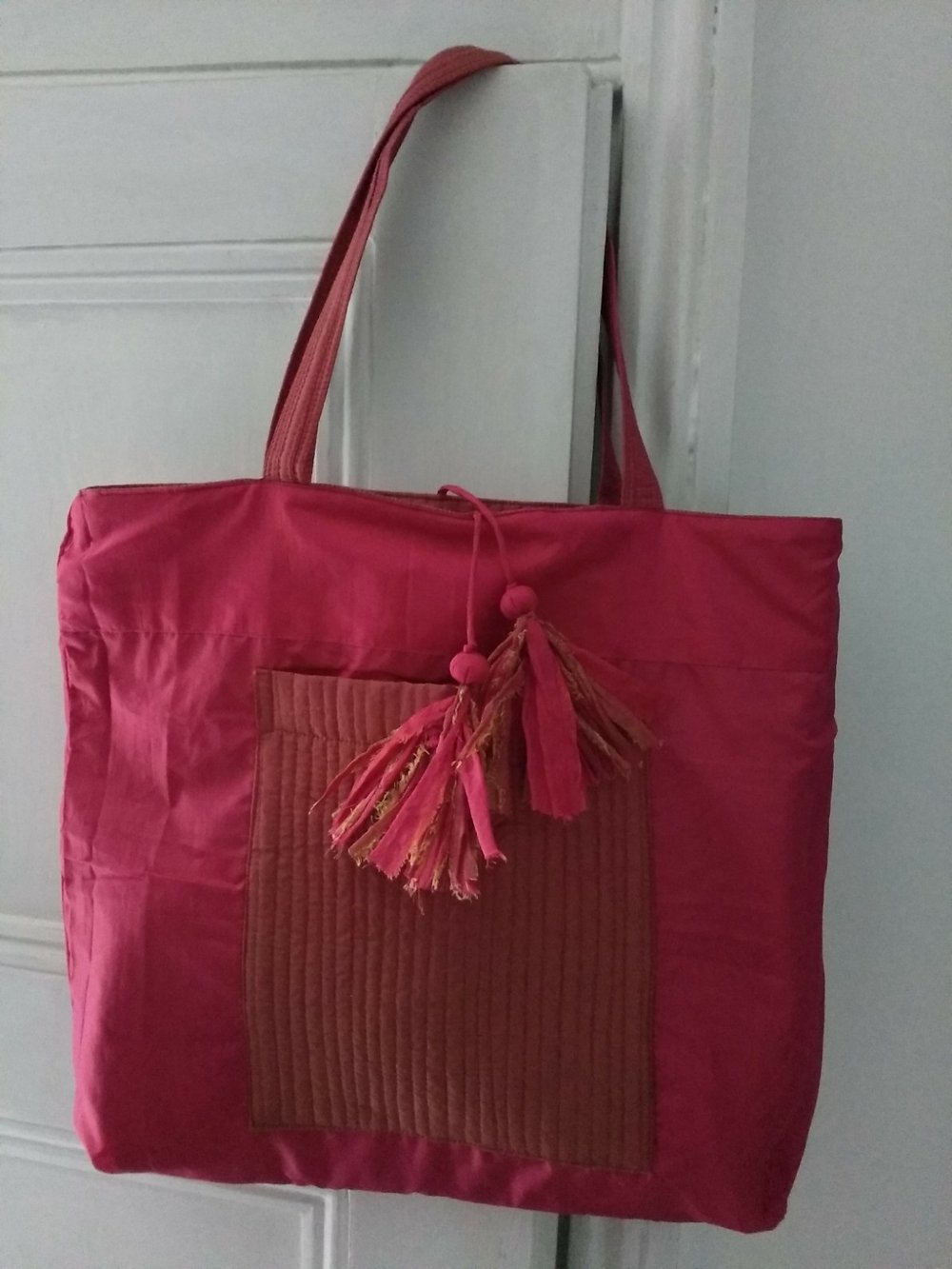 Polysilk shopper - burnt orange / dark pink