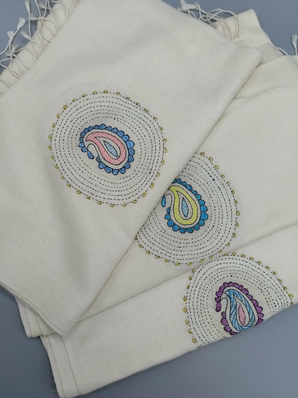 Kashmiri wool embroidered scarf from Bangladesh Project