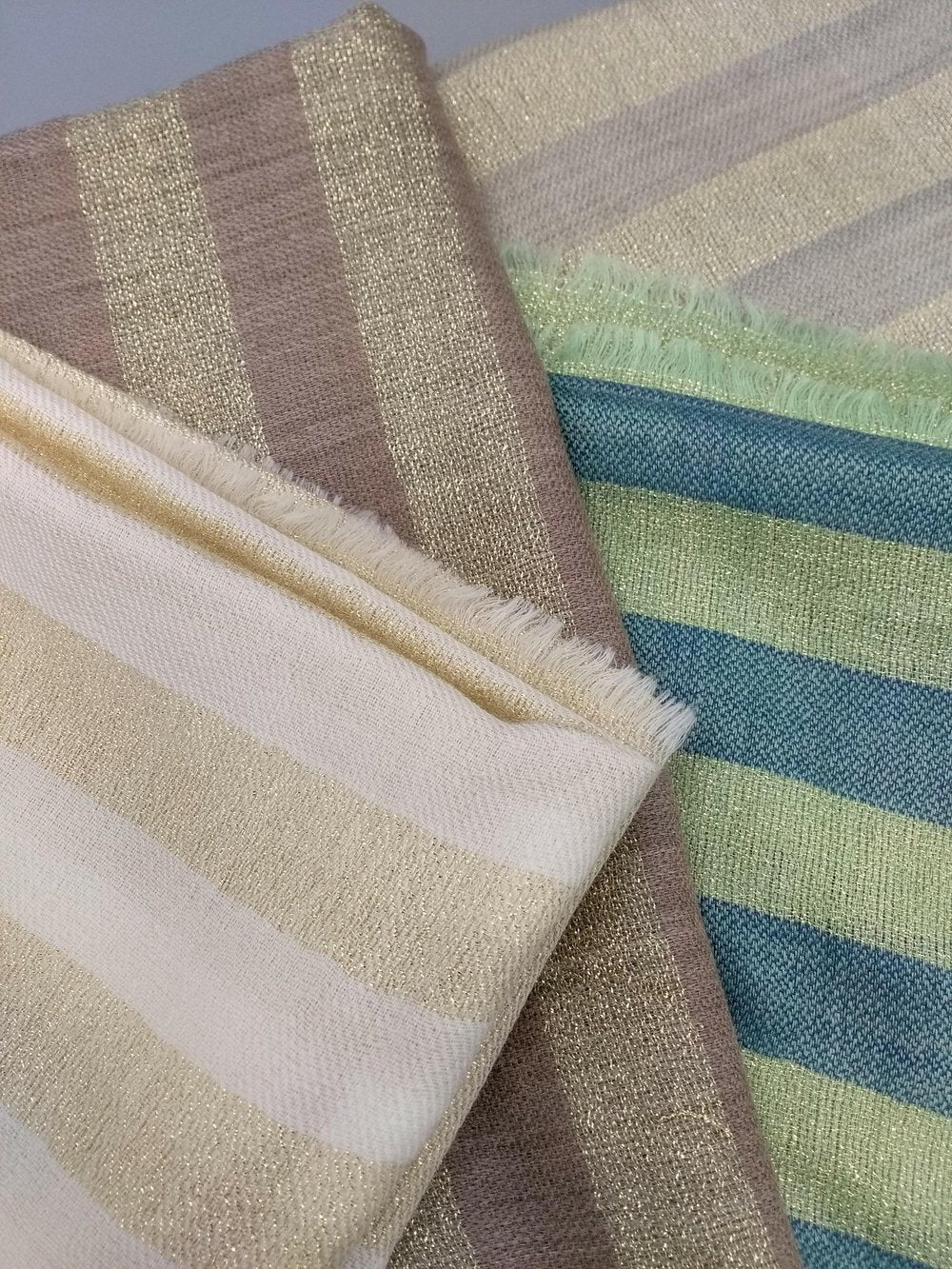 Pure cashmere and lurex stripe scarf - Mink