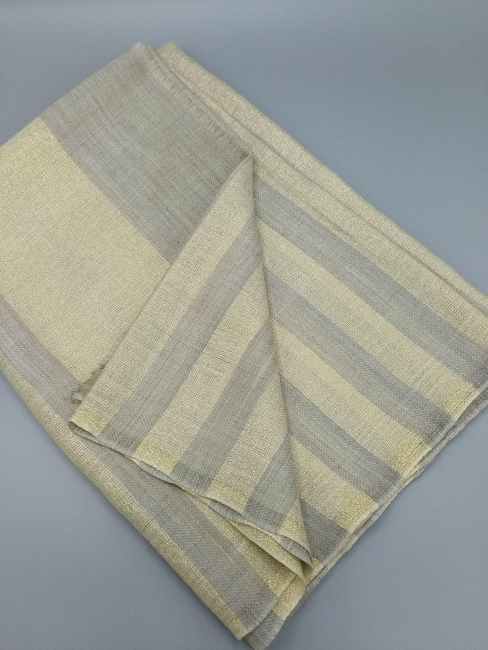 Pure cashmere and lurex stripe scarf - Mink