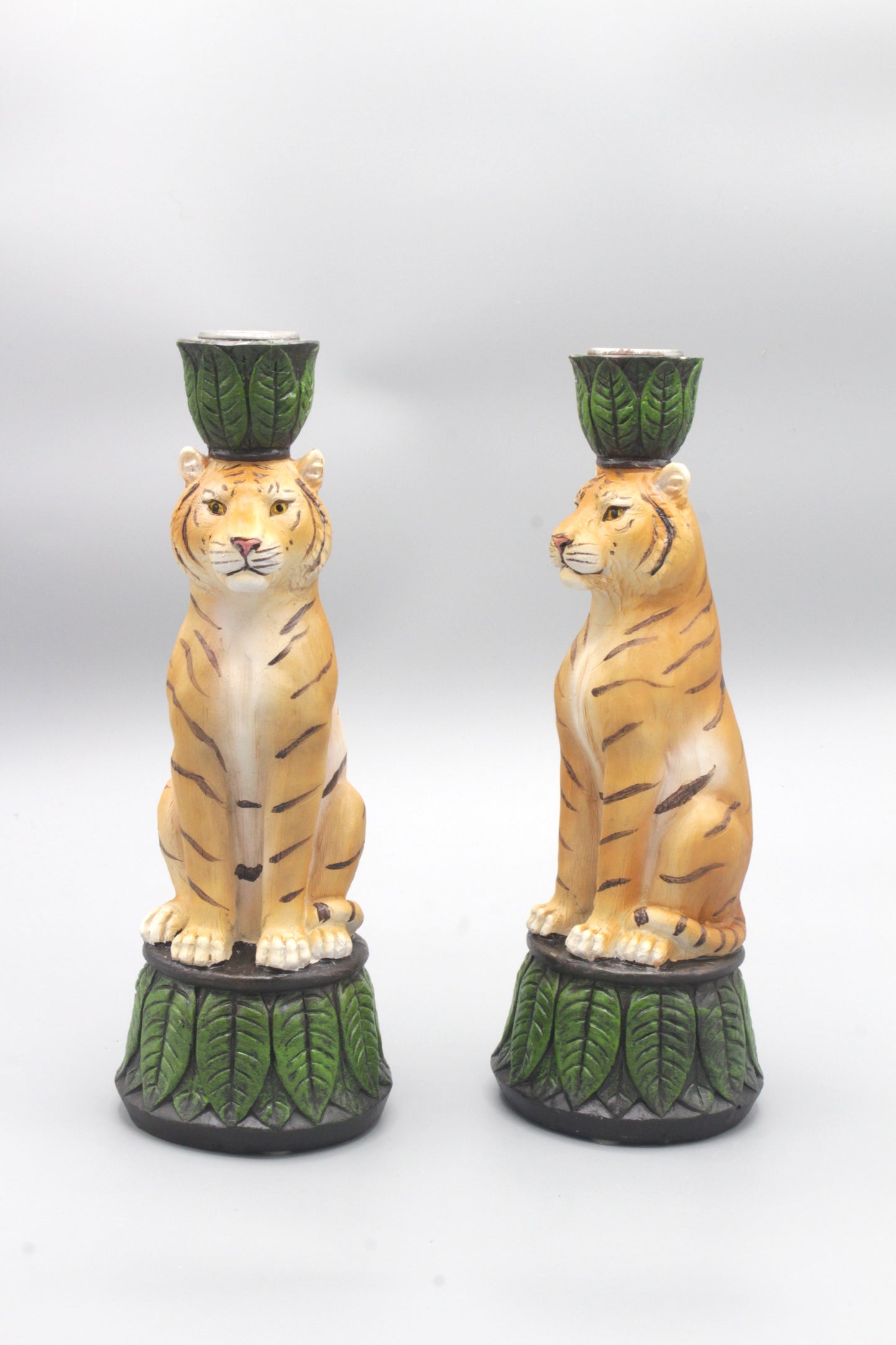 Decorative animal candle stick holders - leopard
