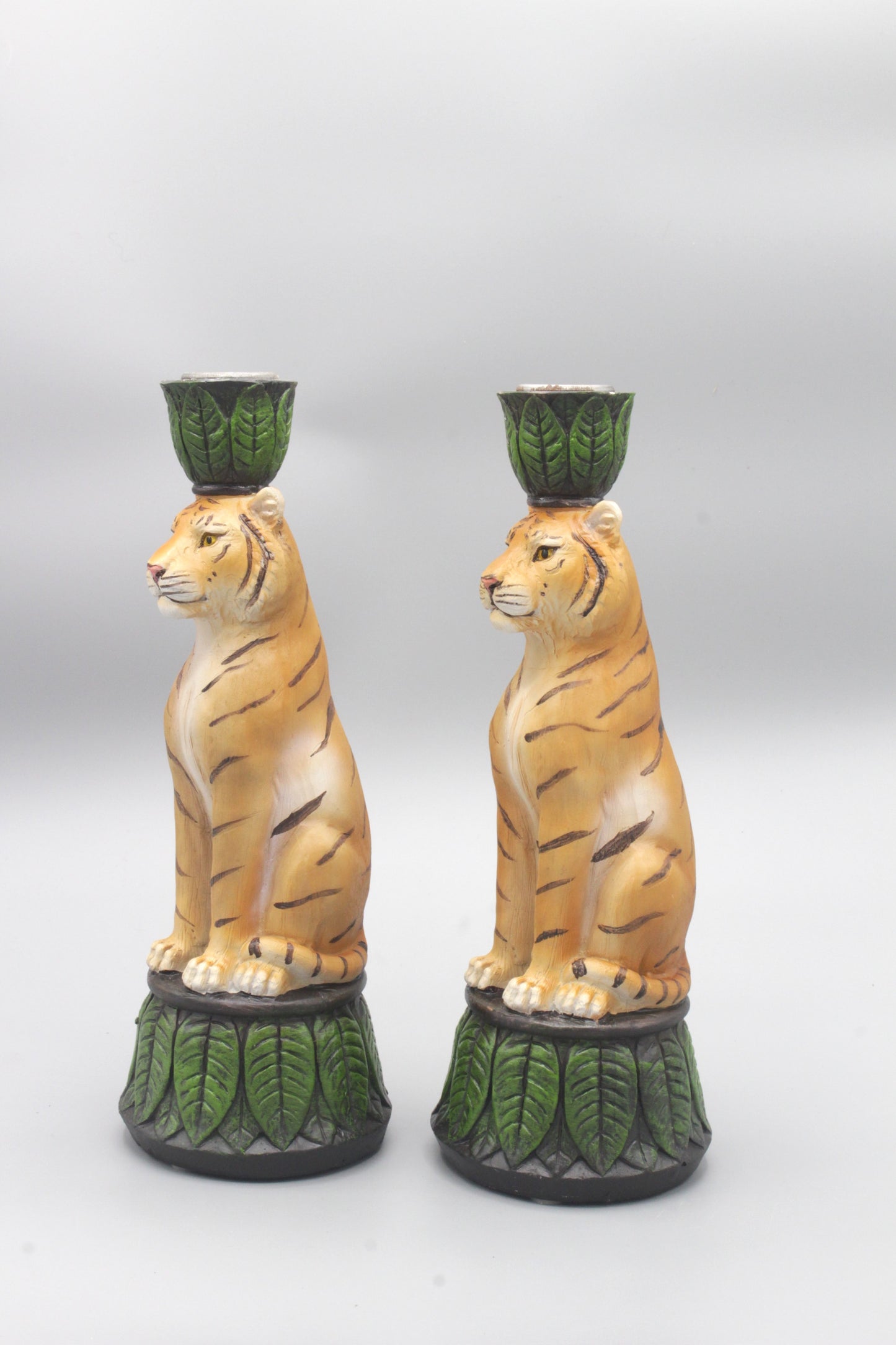 Decorative animal candle stick holders - leopard
