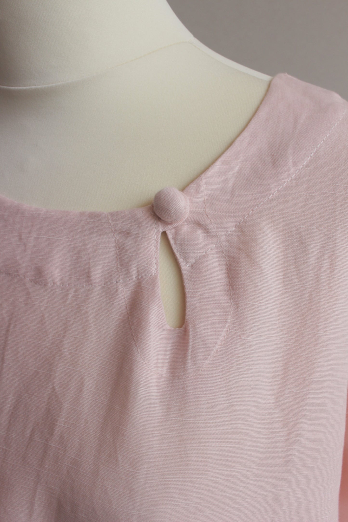 Blush pink deboy linen mix dress