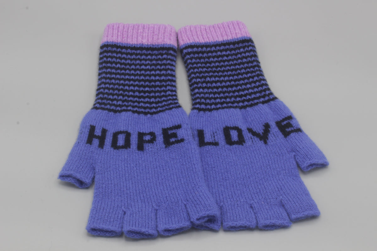 Hope / Love fingerless wool gloves