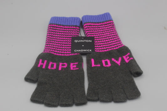 Hope / Love fingerless wool gloves
