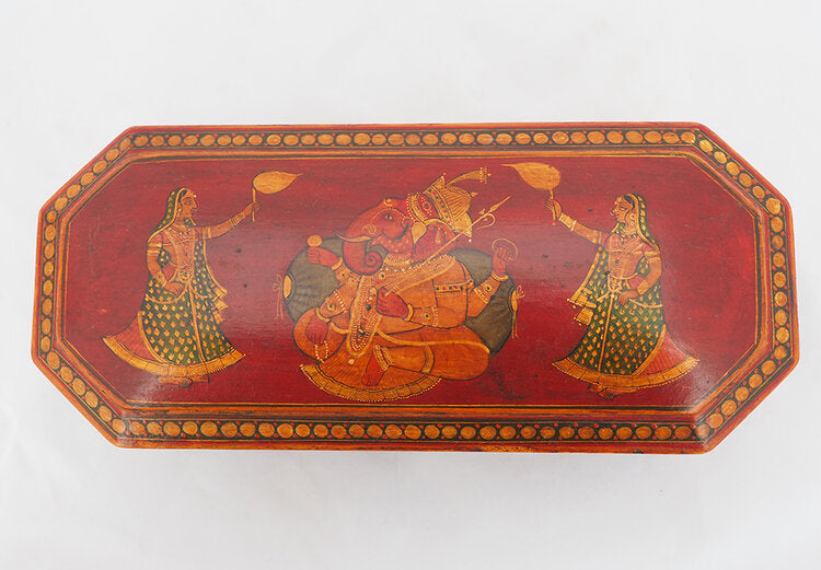 Hand painted wooden pen box